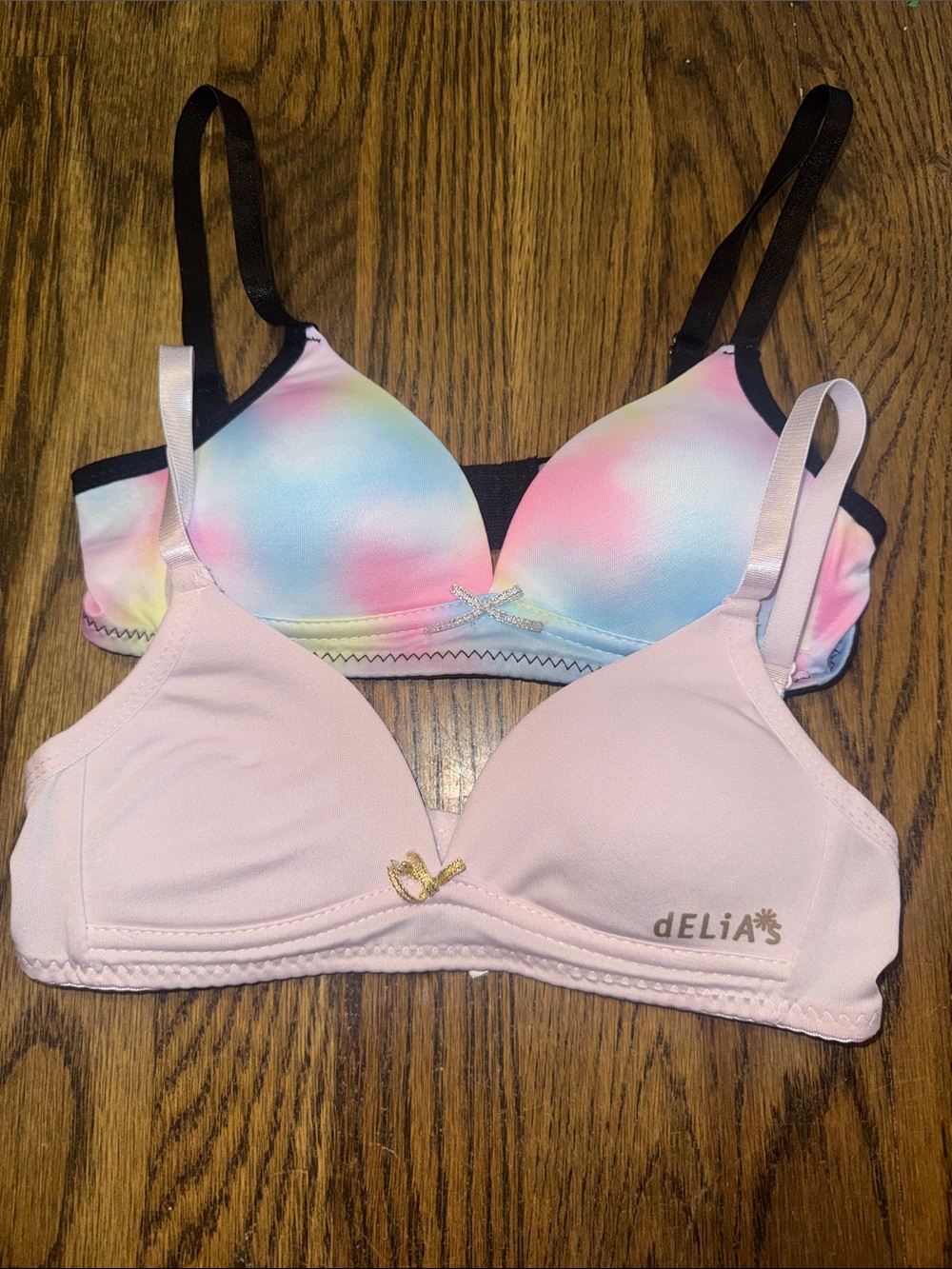 dELiA*s Light Pink Bra with Pastel Tie-Dye Accent Bra Set